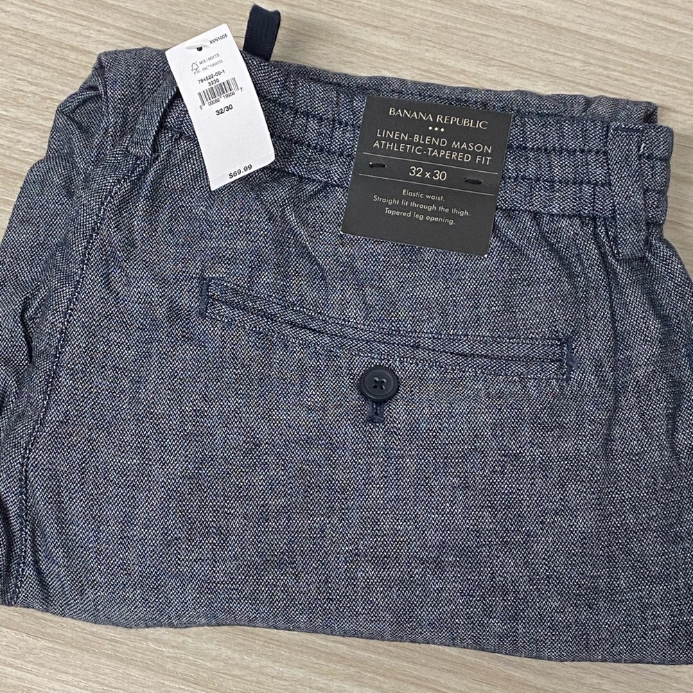 Banana Republic Men's Blue Linen-Blend Athletic pants